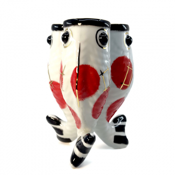 Reichenbach Porcelain vase koikoi dotted red Design Paola Navone,front
